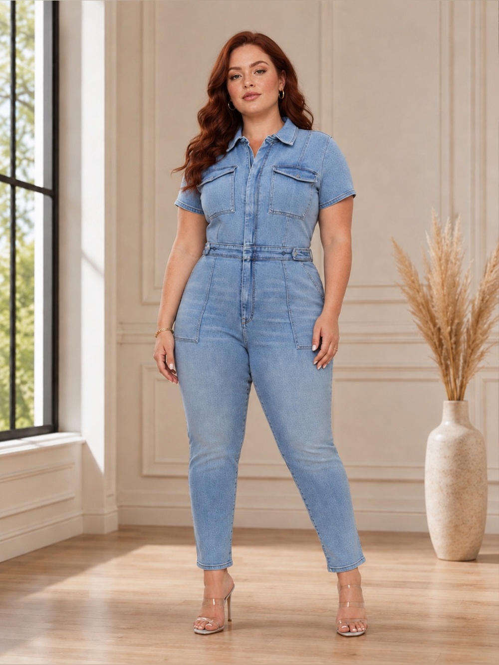 NEW GOOD AMERICAN “FIT FOR SUCCESS” JUMPSUIT – SIZE 7 (4X) – BLUE274